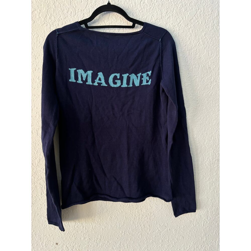 Zadig & Voltaire Crewneck Top Shirt Sweater Blue Imagine Skull Small $250 S1 - Picture 1 of 8